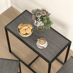 Conjunto de mesa y sillas, mesa de comedor de 3 piezas con 2 sillas apilables, para cocina, salón, hogar, gris