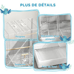 Cage à oiseaux volière avec portes perchoirs cage pour canaris perruches perroquets 61 x 36,5 x 98 cm blanc