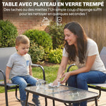 Salon de Jardin Ensemble de Terrasse en Acier et Textilène 4 Pièces avec Accoudoirs Corde Tressée Gris