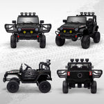 Voiture électrique enfants UTV avec télécommande 2,4G, 2 moteurs 12 V, musique, klaxon, lumières LED, 100x63x65cm, noir