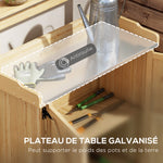 Table de rempotage table de jardinage avec placard et étagères et plateau patins antidérapants en bois sapin jaune