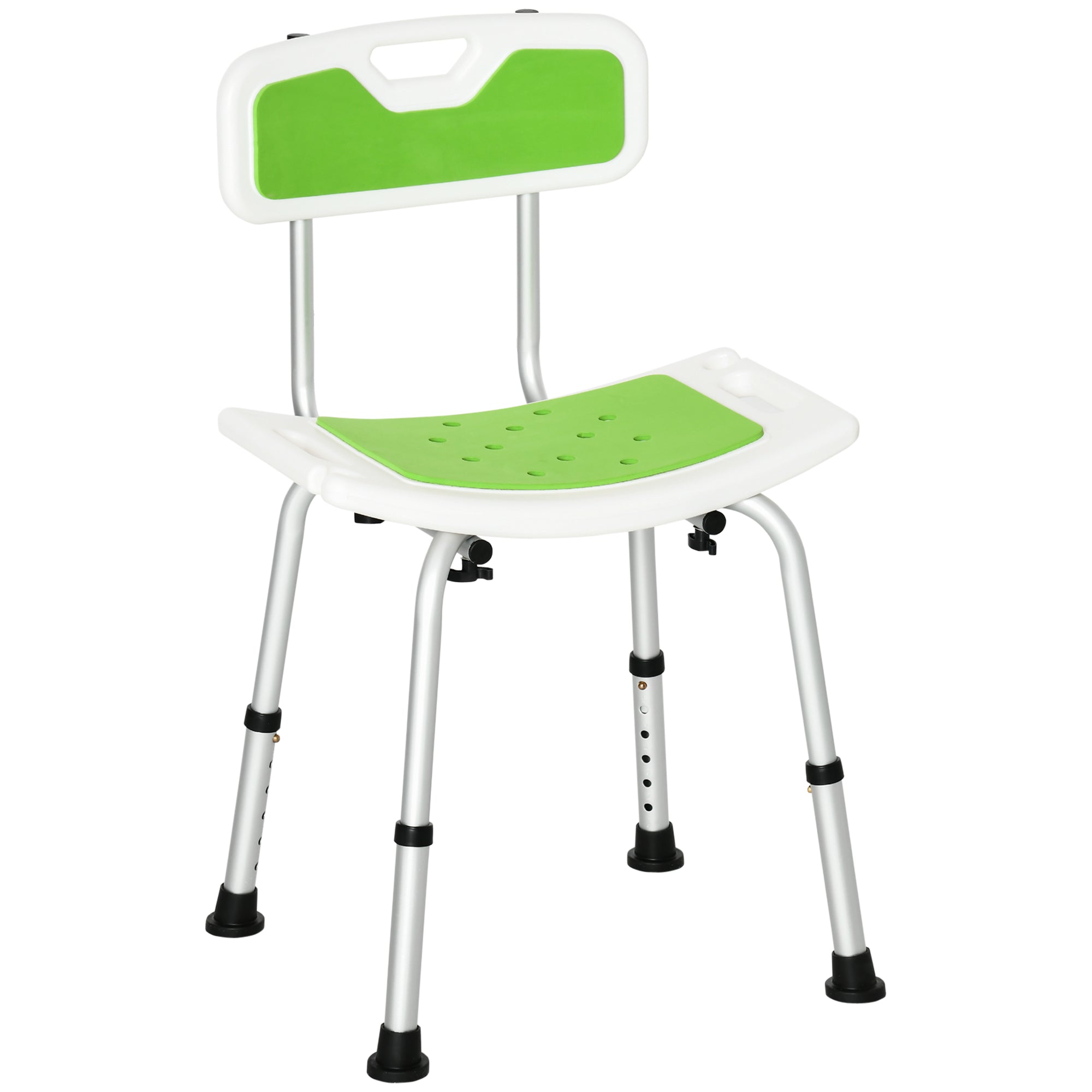 Taburete de ducha para personas mayores y discapacitadas, altura regulable, patas antideslizantes, soporte para mango de ducha
