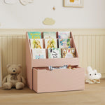 Kinderboekenrek met 3 legplanken en een lade, 62,5L x 30B x 70H cm, roze