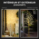 Albero luminoso a LED 180 cm 180 LED bianco caldo, albero artificiale di ciliegio in fiore, IP44, interno esterno, bianco
