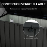 Coffre de rangement pour jardin 450L en métal avec vérin à gaz, roulettes et poignée - dim. 125,5L x 61,5l x 70H cm