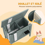 Maison pour chats niche d'extérieur en bois surélevée avec toit ouvrable isolée  85 x 50 x 68,5 cm gris foncé et noir