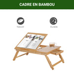 Table de lit plateau pour ordinateur en bois de bambou plateau inclinable pliable réglable en hauteur naturel
