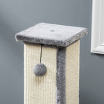 Griffoir pour chat poteau griffoir chat en sisal et peluche, boule suspendue base stable 41 x 41 x 81 cm gris et crème