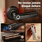 Serrure de Porte Intelligente, 5 Accès par Empreinte, Code, Carte NFC, Application Tuya/Smart Life et Clé, Noir