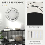 Espejo redondo de metal con perfil negro, decoración de estilo moderno, diámetro Φ65 cm