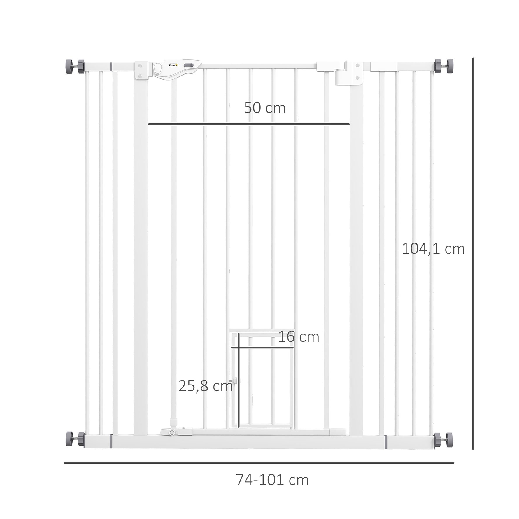 Barrière de sécurité animaux de 104,1H cm avec porte fermeture automatique système de double verrouillage blanc