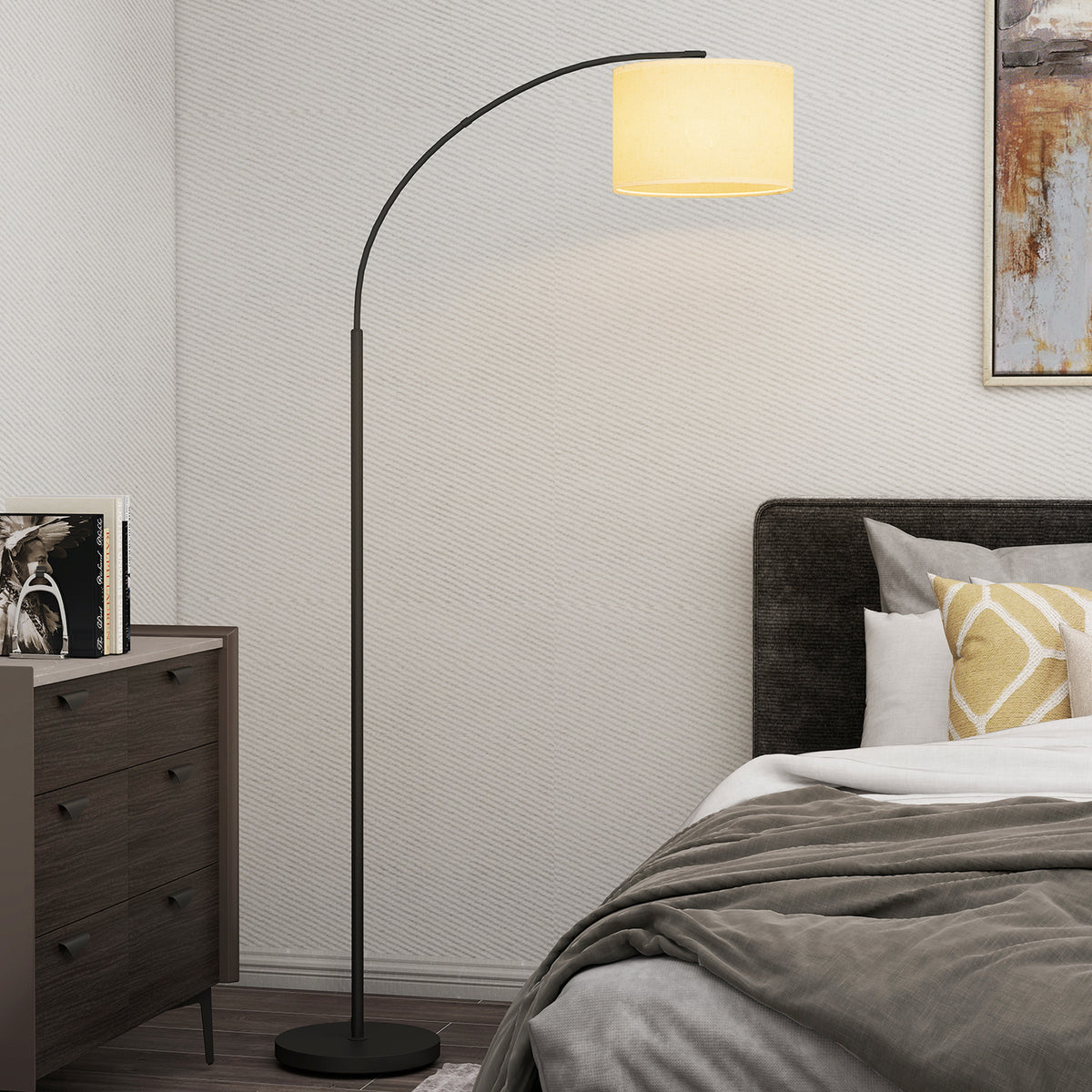 Lampadaire avec télécommande abat-jour réglable 11 température de couleurs et 11 niveaux de luminosité minuterie noir