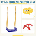 Altalena 3 in 1 evolutiva per bambini con schienale e barra a T rimovibili, per interno ed esterno, altezza regolabile