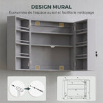 Armoire à pharmacie murale, armoire à médicaments avec double porte verrouillable 2 clés, 53x20x53cm, gris