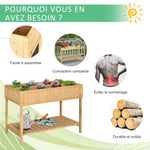 Jardinière sur Pieds carré Potager avec étagère 110L x 46l x 76H cm 8 Compartiments & Inserts d'irrigation