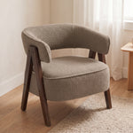 Sillón de salón de tela de borreguito, silla acolchada, asiento ancho, respaldo ergonómico, 70 x 64 x 71 cm, marrón