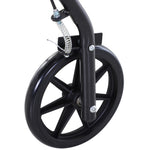 Déambulateur 4 roues - déambulateur pliable léger - assise + dossier rembourré - poignées ergonomiques, freins à main - panier rangement - cale-pied - métal noir