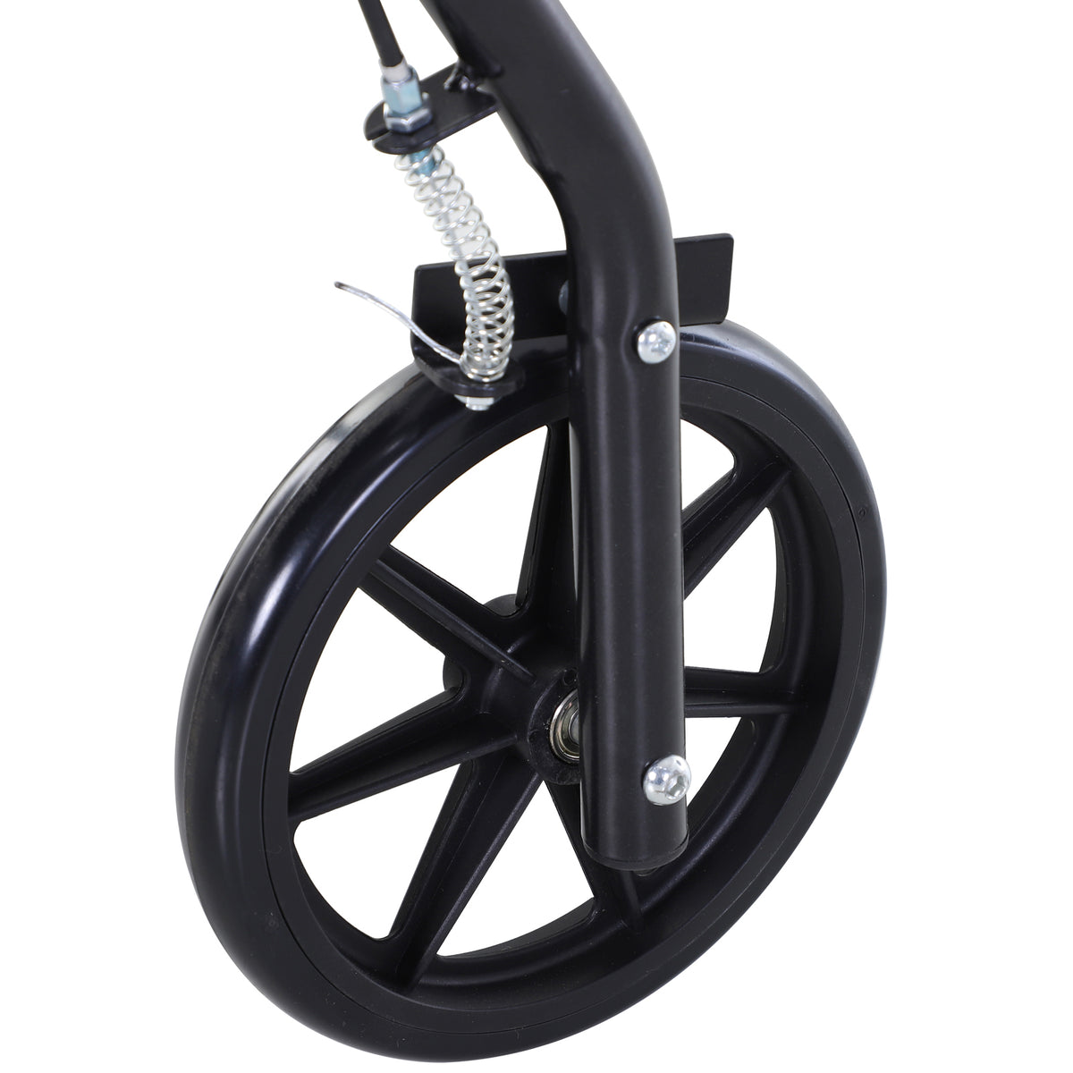 Déambulateur 4 roues - déambulateur pliable léger - assise + dossier rembourré - poignées ergonomiques, freins à main - panier rangement - cale-pied - métal noir