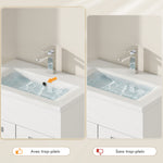 Ensemble de Meubles de Salle de Bain 4 Pièces, Mural, avec Miroir, Meuble sous Vasque, Lavabo et Armoire Haute, Blanc