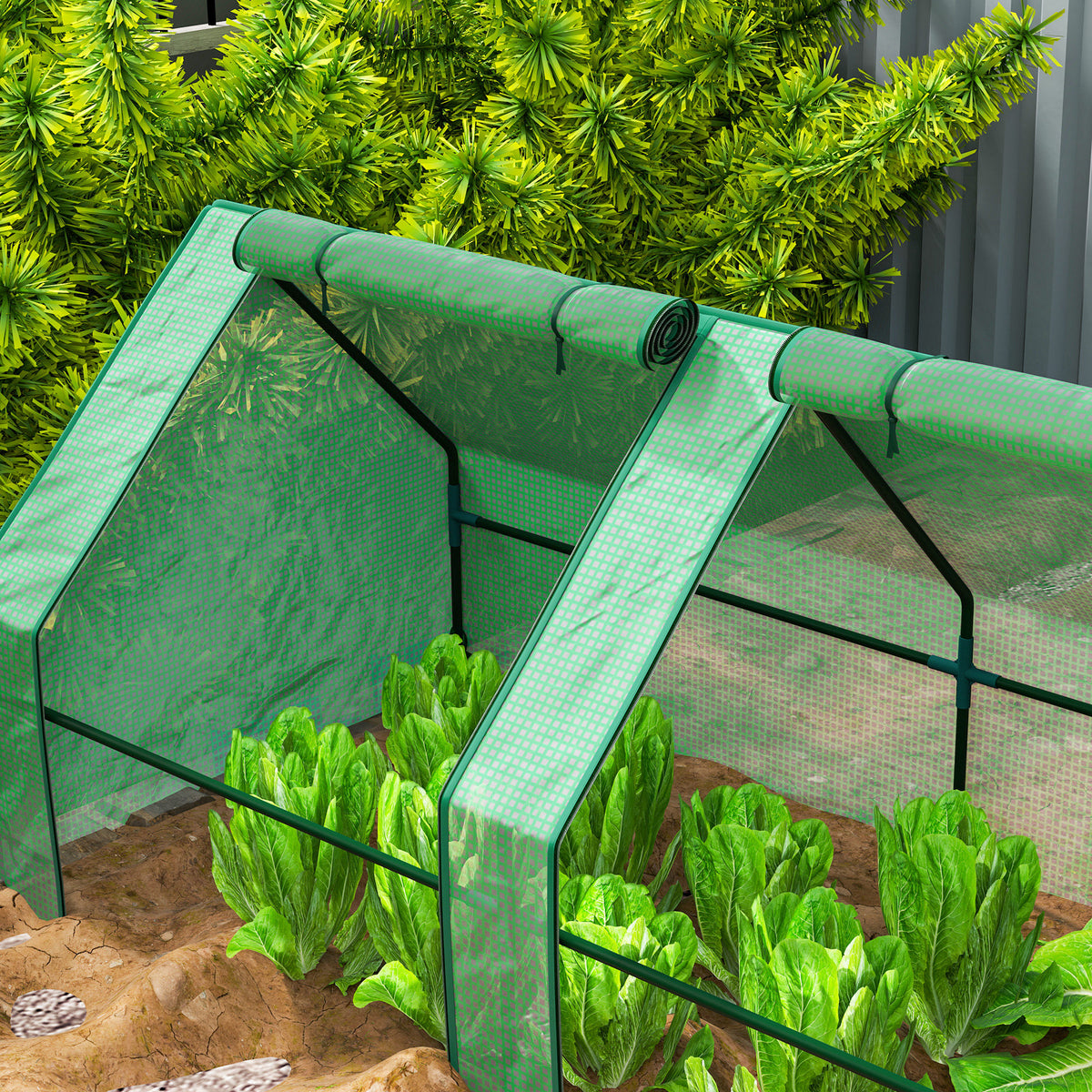 Mini Serre de Jardin mini serre tunnel 4 fenêtres avec Zip enroulables Acier PE 140 g/m² Anti-UV 360x90x90cm Vert
