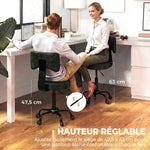 Tabouret à Roulettes, Hauteur Réglable 72-87,5cm, Tabouret de Massage Assise et Dossier Rembourrés, Pivotant 360°, Noir