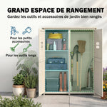 Abri de Jardin en bois Armoire de Jardin dim. 127,5L x 50l x 164H cm 2 étagères 2 Portes 2 fenêtres Toit bitumé étanche Bois Massif Sapin pré-huilé Gris