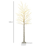 Albero luminoso a LED 180 cm 180 LED bianco caldo, albero artificiale di ciliegio in fiore, IP44, interno esterno, bianco