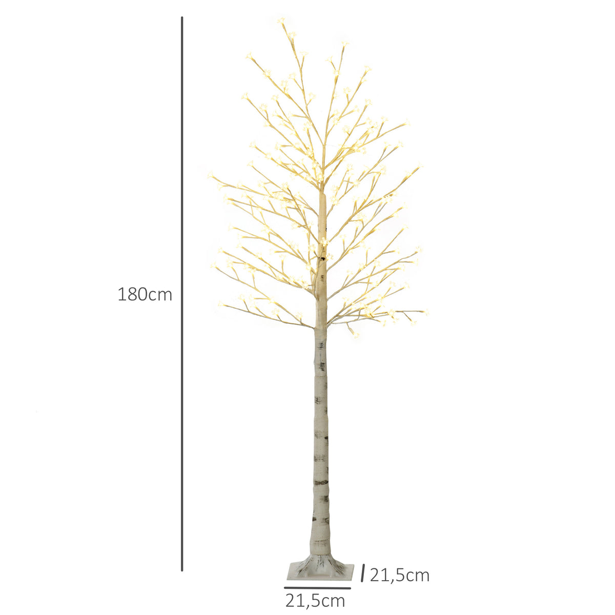 Albero luminoso a LED 180 cm 180 LED bianco caldo, albero artificiale di ciliegio in fiore, IP44, interno esterno, bianco