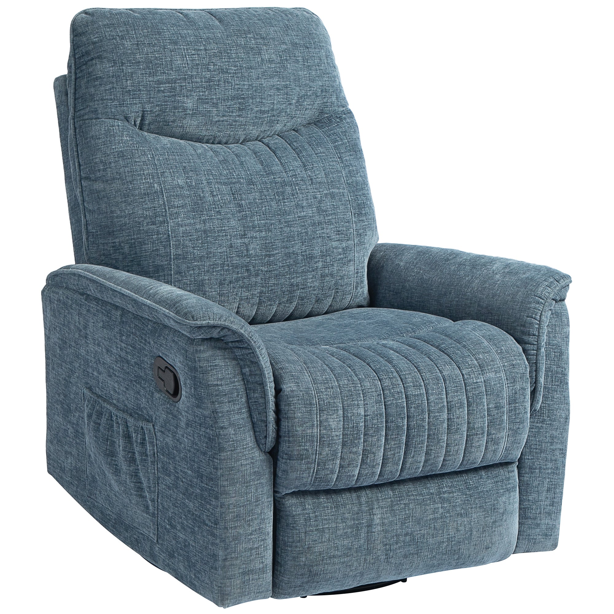 Handmatig draaibare relaxfauteuil met uitschuifbare voetensteun, verstelbare rugleuning, blauw