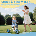 Tricycle enfant évolutif, tricycle pour enfants de 2 à 5 ans avec panier avant et roues EVA, 72 x 52 x 61 cm, bleu