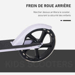 Trottinette Pliable Hauteur Guidon réglable sur 4 Niveaux système de freinage arrière pour enfant adolescent pois max. 100KG dim. 88L x 37l x 75-100H cm Blanc