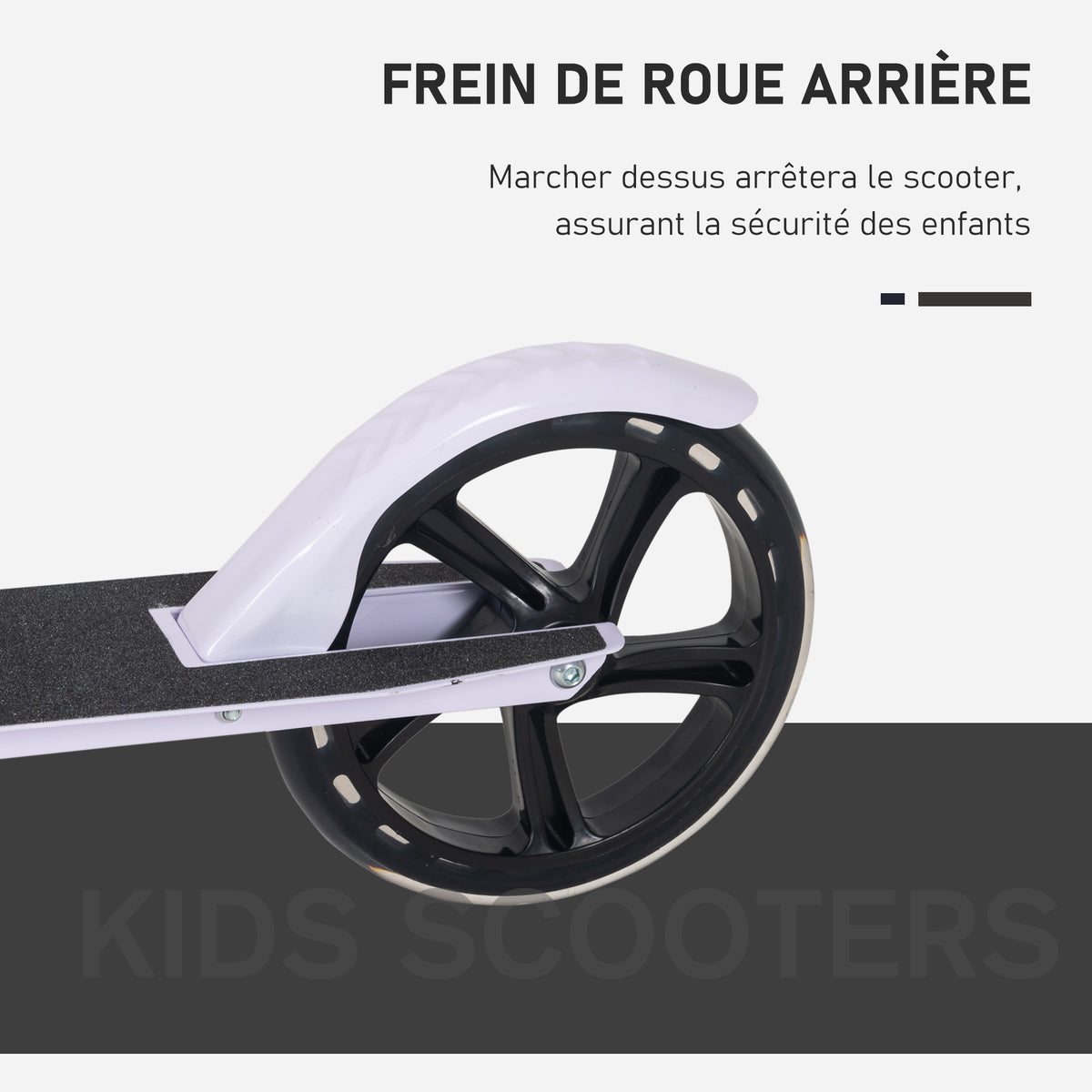 Trottinette Pliable Hauteur Guidon réglable sur 4 Niveaux système de freinage arrière pour enfant adolescent pois max. 100KG dim. 88L x 37l x 75-100H cm Blanc