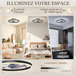 Ceiling fan with light and remote control, 50 cm ceiling fan light with 6 speeds, black