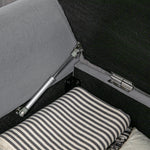 Banc de rangement bout de lit avec accoudoirs, tissu effet velours rembourré et capitonné, 126 x 48,5 x 57 cm, gris