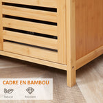 Buffet meuble de rangement 3 portes ajourées et étagères en bambou 100 x 35 x 82 cm naturel