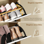 Meuble à chaussures 15 paires, armoire à chaussures moderne avec 2 tiroirs rabattables, 83x24x90,5cm, effet bois naturel