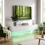 Meuble TV Suspendu Flottant 160 cm avec Éclairage LED et Prises, Meuble Télé pour Téléviseur 72 Pouces, Blanc