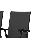 Set de 4 sillas de jardín plegables, estructura de acero robusta, sin montaje, respaldo alto ergonómico, 58x62x97cm, negro