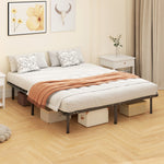 Bettrahmen 160 x 190 cm, Doppelbett aus Massivholz mit Lattenrost und Fußteil, Stauraum darunter, schwarz