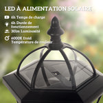 2 staande solarlantaarns voor buiten/tuin met 2 witte 6000K ledlampen IP44 Ø18,5 x 129H cm zwart