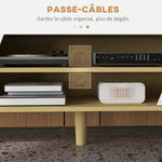 Meuble TV pour télévision jusqu'à 65 pouces design scandinave 2 portes 2 niches avec passe-câbles 150 x 30 x 42 cm