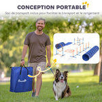 Ensemble d'Agilité pour Chien 11 Pièces, Parcours d'Obstacle avec 2 Tunnels, Sauts Ajustables, Orange et Bleu