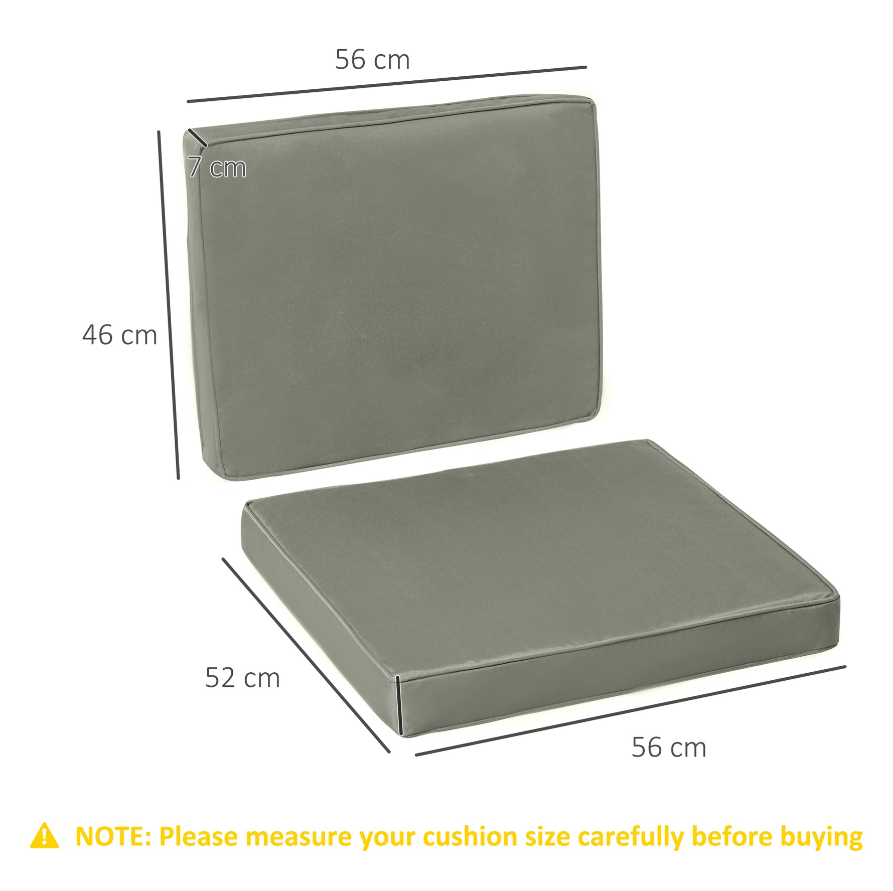 Coussins pour chaise fauteuil de jardin coussins d'assise de dossier déhoussables polyester 56x52/56x46cm gris foncé