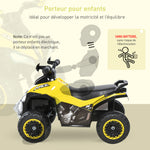 Porteur Enfants SANS Moteur Quad 18-36 Mois dim. 67L x 38l x 44H cm Effets Lumineux et sonores Jaune Noir PAS ÉLECTRIQUE