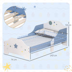 Lit pour enfants de 3 à 6 ans design étoiles sommier à lattes inclus chambre moderne 143 x 74 x 59 cm bleu blanc