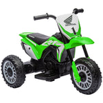 Moto cross éléctrique pour enfant licence Honda CRF450RL 3 roues batterie 6V enfants 18-36 mois vert