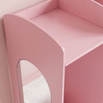 Coiffeuse pour Enfants avec Tabouret et Miroir Lumineux à 2 Couleurs en Acrylique, Coiffeuse Bureau Fille 3-8 Ans, Rose
