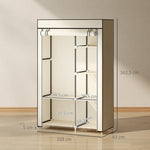 Armoire penderie en tissu meuble de rangement tringle à vêtements et étagères ouvertes 103x43x162,5cm crème