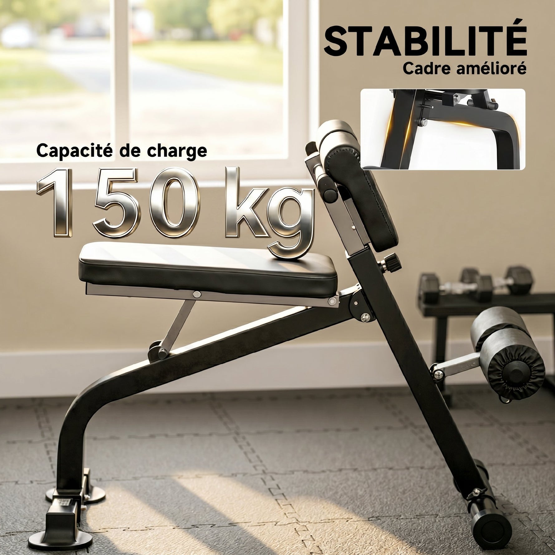 Banc de Musculation Pliable avec Hauteur et Inclinaison Réglables pour Entraînement Dos Bras, 96,6x68x69-110cm, Noir