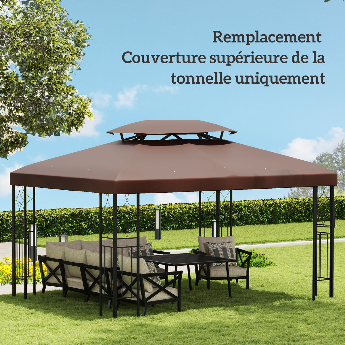 Toldo de repuesto para cenador marrón 3 x 4 m